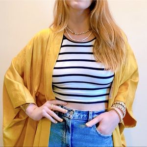 Navy & White nautical striped crop tank